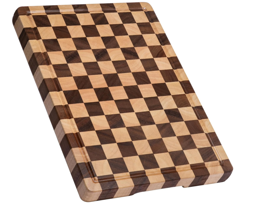 Large checkerboard end grain wood cutting board